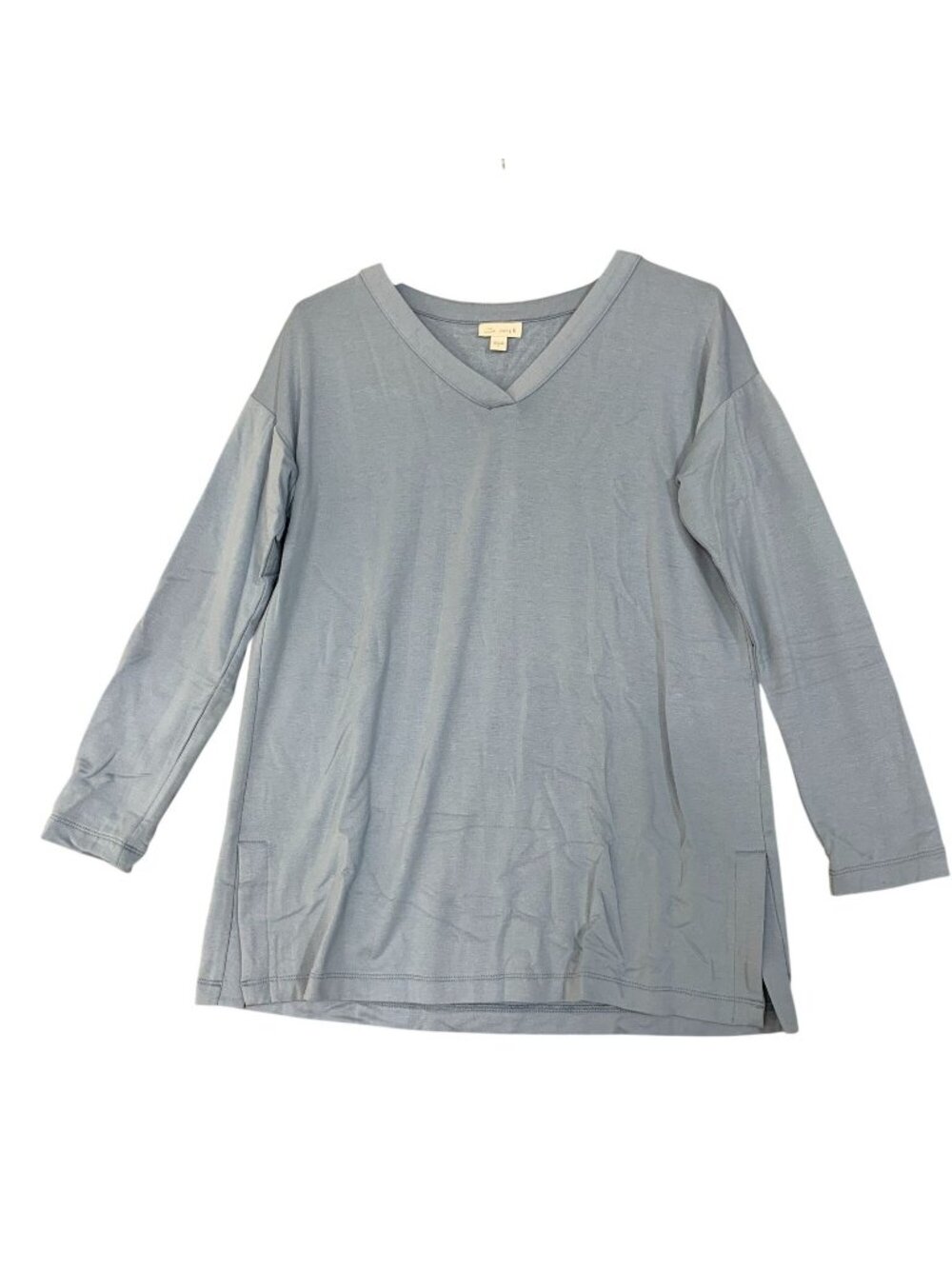 Pure Jill Luxe Tencel Women's S Knit Top Light Blue Long Sleeve